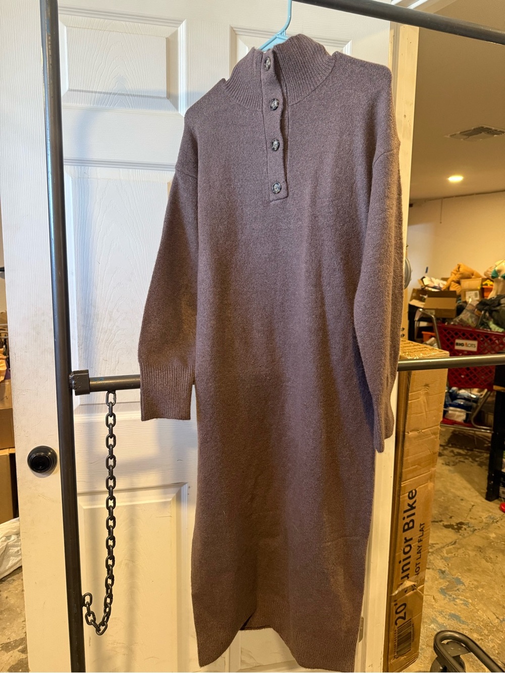 Universal Thread Brown Button-Neck Knit Sweater Dress